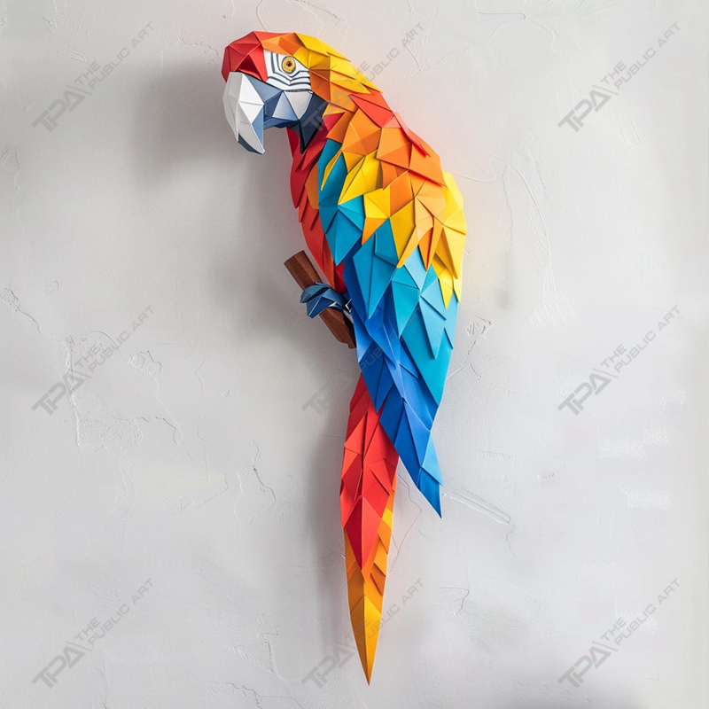 Origami ประติมากรรมสัตว์นกแก้ว