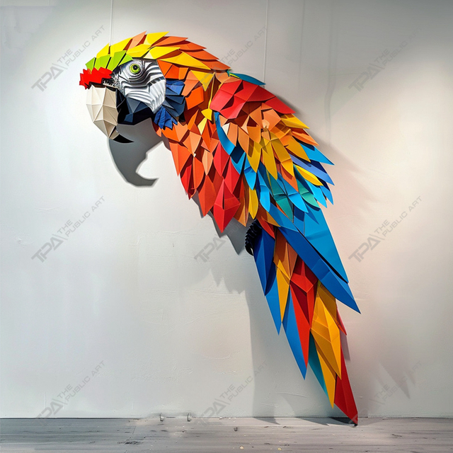 Origami ประติมากรรมสัตว์นกแก้ว