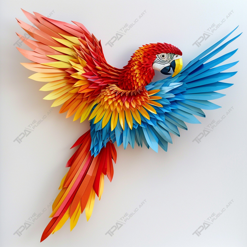 Origami ประติมากรรมสัตว์นกแก้ว